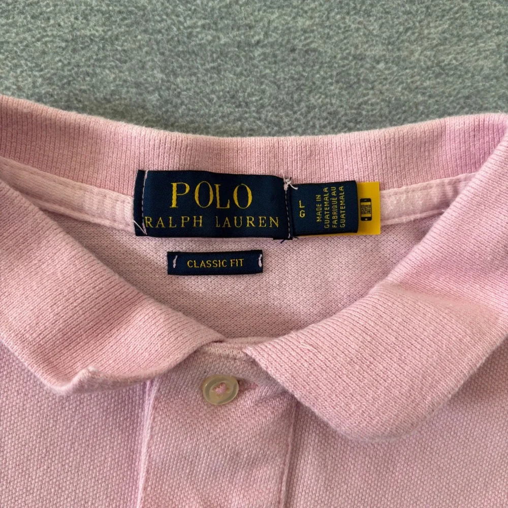 Polo Ralph Lauren Mens Classic Fit Pink Cotton Pique Short Sleeve Polo Shirt L